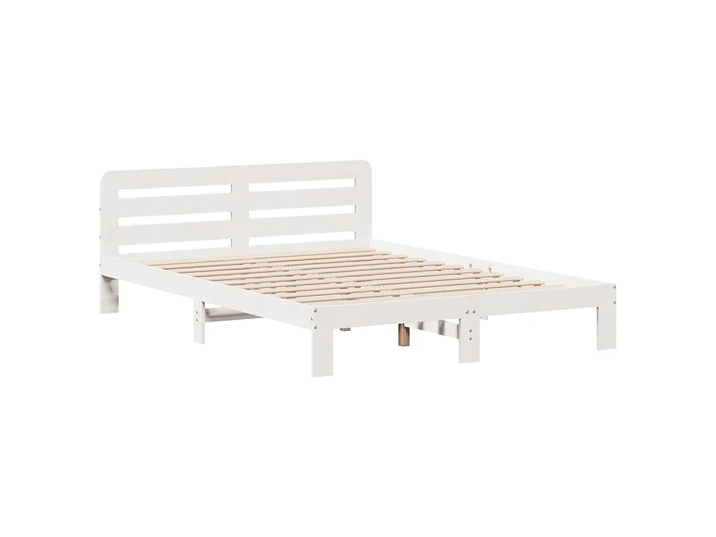 Cadre de lit sans matelas blanc 140x190 cm bois de pin massif