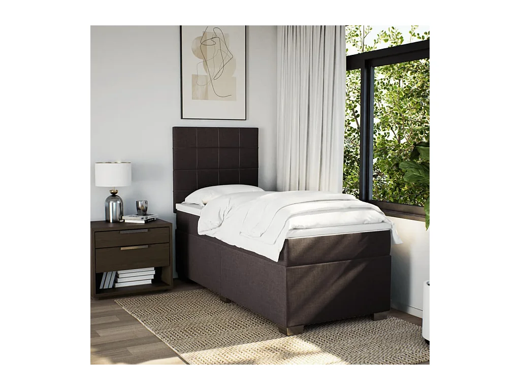 Sommier à lattes de lit avec matelas Marron foncé 90x200 cm