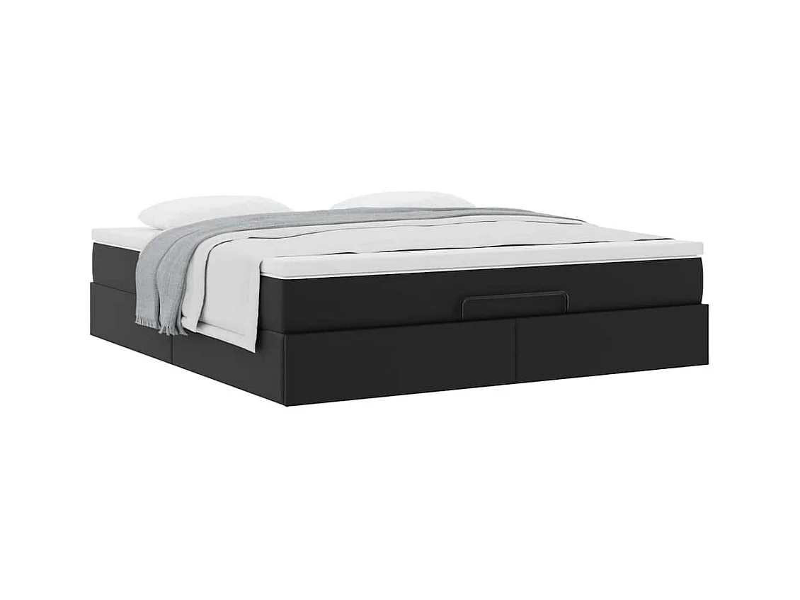 Cadre de lit ottoman avec matelas noir 160x200 cm similicuir