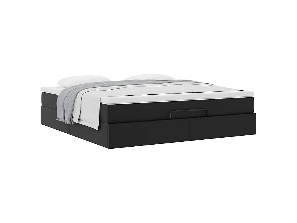 Estructura cama otomana colchón cuero sintético negro 160x200cm