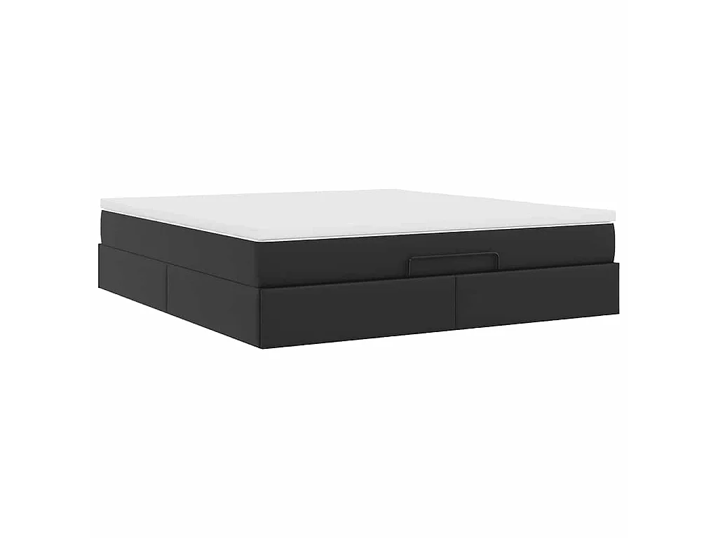Estructura cama otomana colchón cuero sintético negro 160x200cm