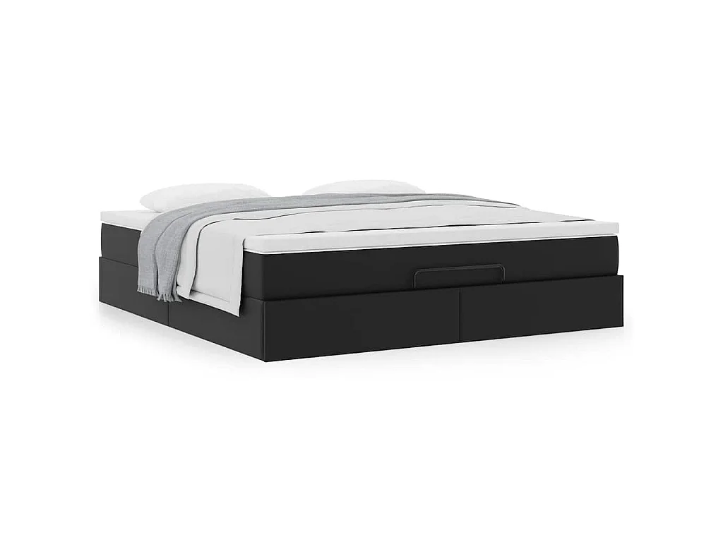 Ottoman bed met matras 160x200cm kunstleer zwart