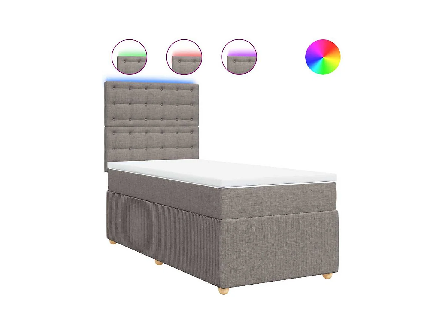 Sommier à lattes de lit avec matelas Taupe 90x190 cm Tissu