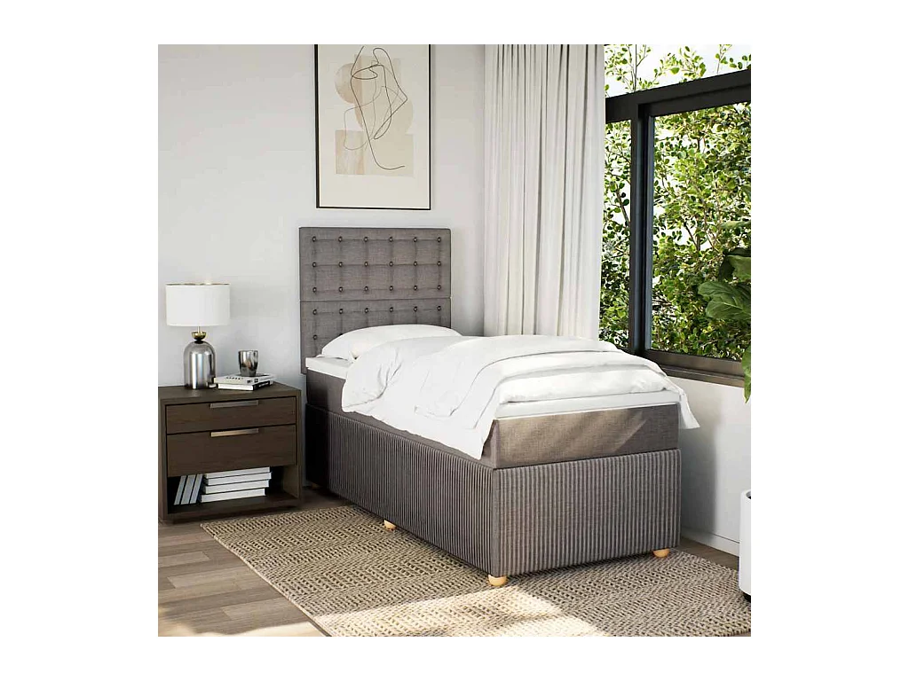 Sommier à lattes de lit avec matelas Taupe 90x190 cm Tissu