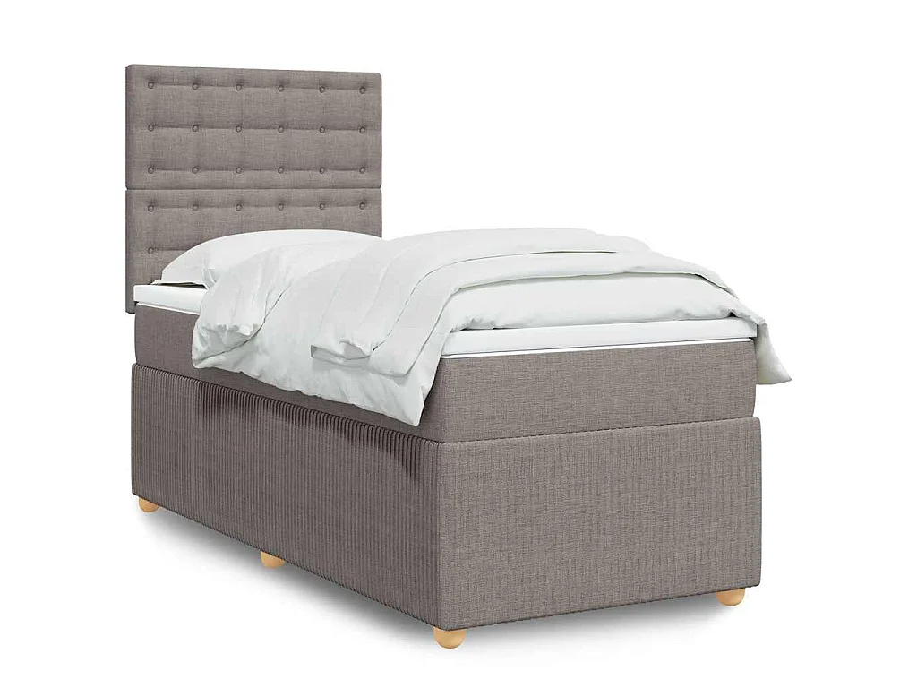Boxspringbett mit Matratze Taupe 90x190 cm Stoff