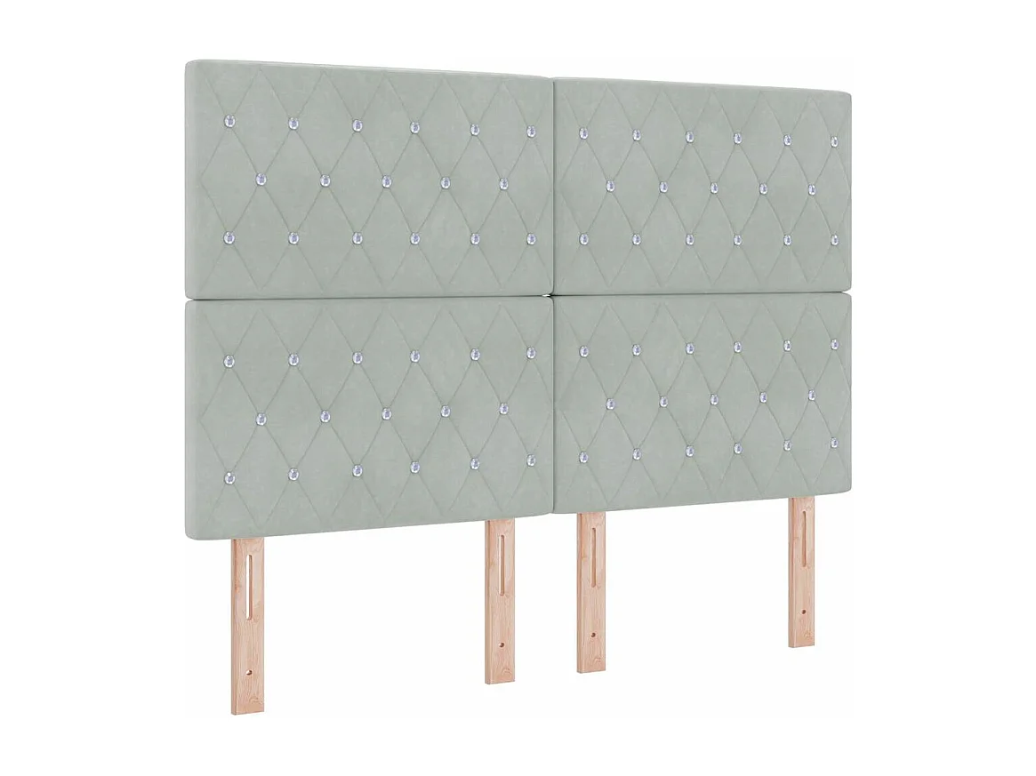 Cadre de lit avec tête de lit Gris clair 140 x 200 cm Velours