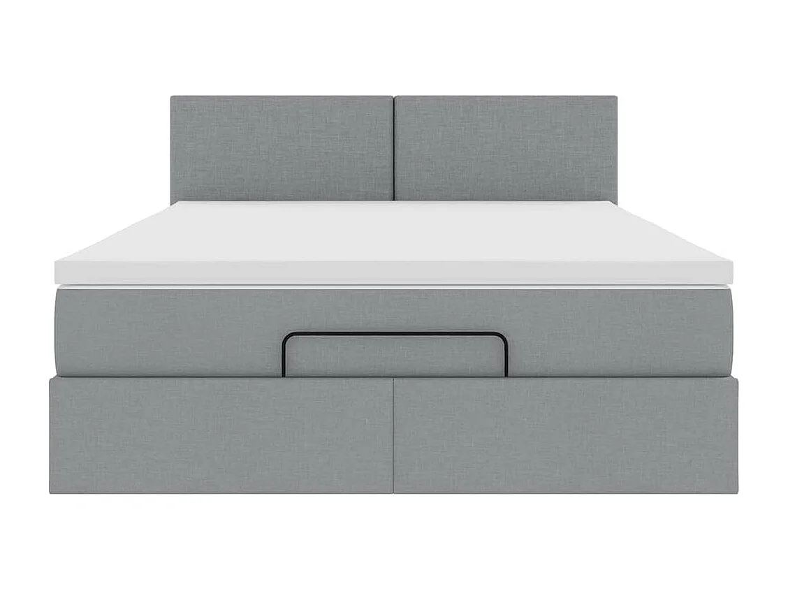 Lit ottoman avec matelas et LED gris clair 140x190 cm tissu