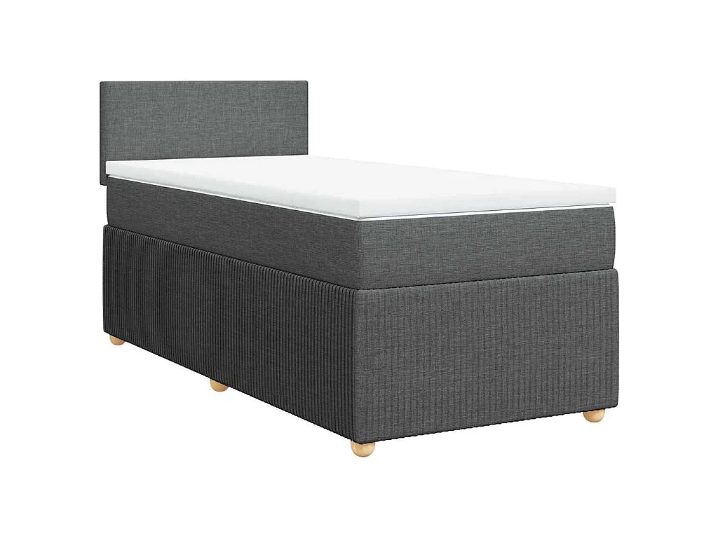 Boxspring met matras stof donkergrijs 90x200 cm