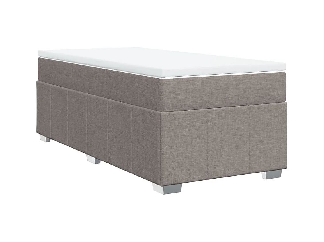 Cama box spring con colchón tela gris taupe 100x200 cm