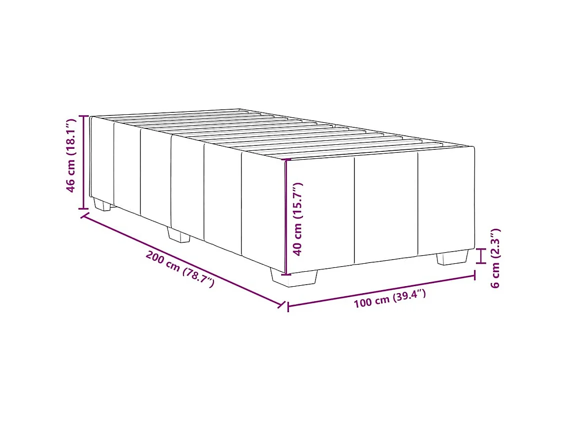 Cama box spring con colchón tela gris taupe 100x200 cm
