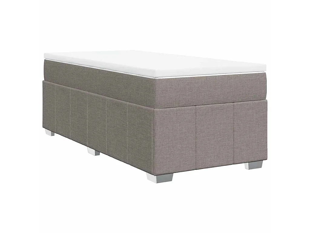 Cama box spring con colchón tela gris taupe 100x200 cm