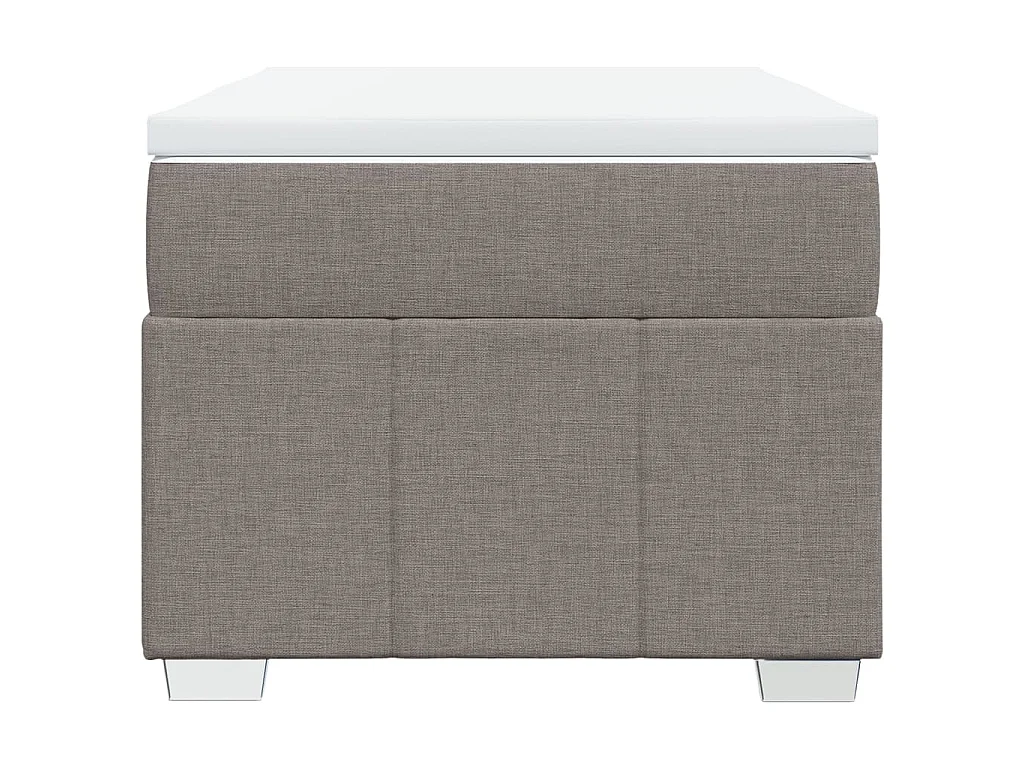 Cama box spring con colchón tela gris taupe 100x200 cm