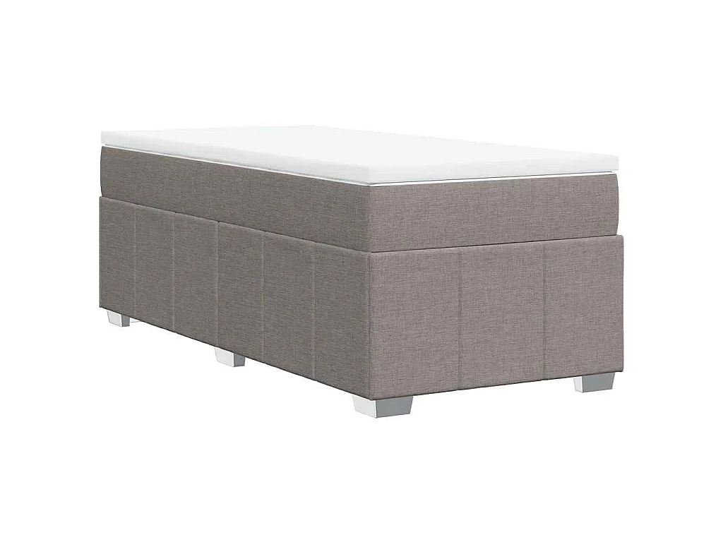 Cama box spring con colchón tela gris taupe 100x200 cm