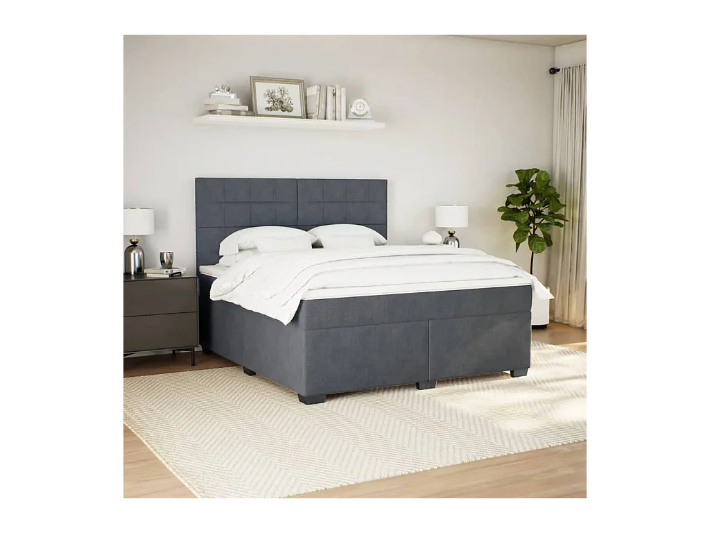 Boxspringbett mit Matratze Dunkelgrau 180x200 cm Samt