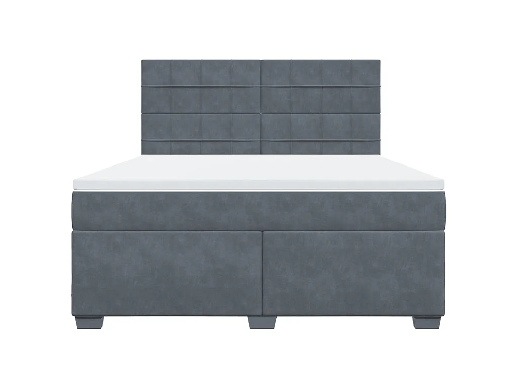 Cama box spring con colchón terciopelo gris oscuro 180x200 cm
