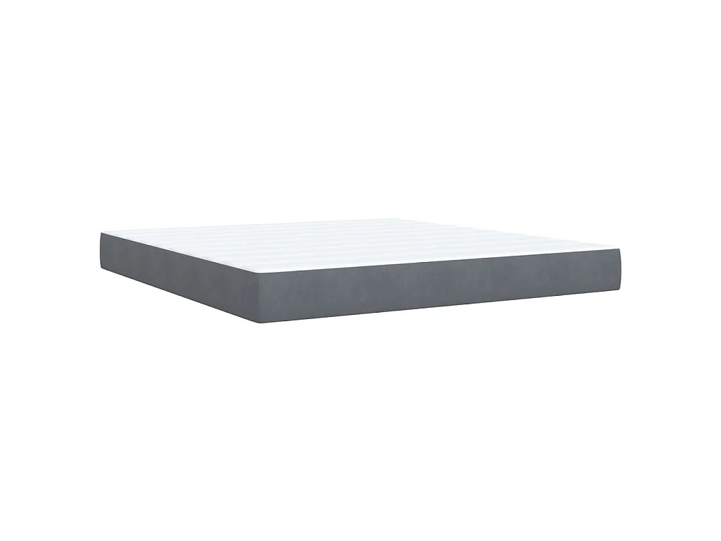 Cama box spring con colchón terciopelo gris oscuro 180x200 cm