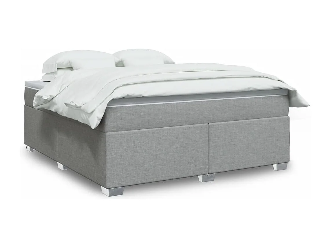 Boxspringbett mit Matratze Hellgrau 180x200 cm Stoff