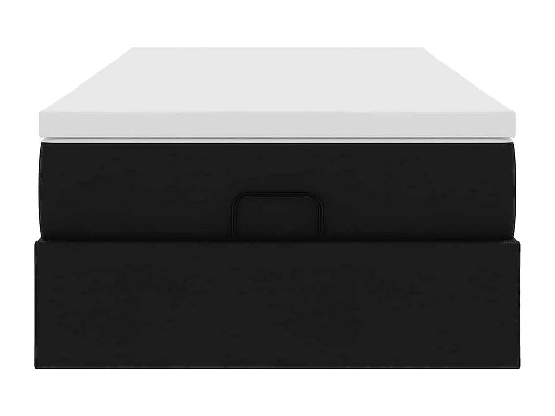 Cadre de lit ottoman avec matelas noir 90x200 cm similicuir