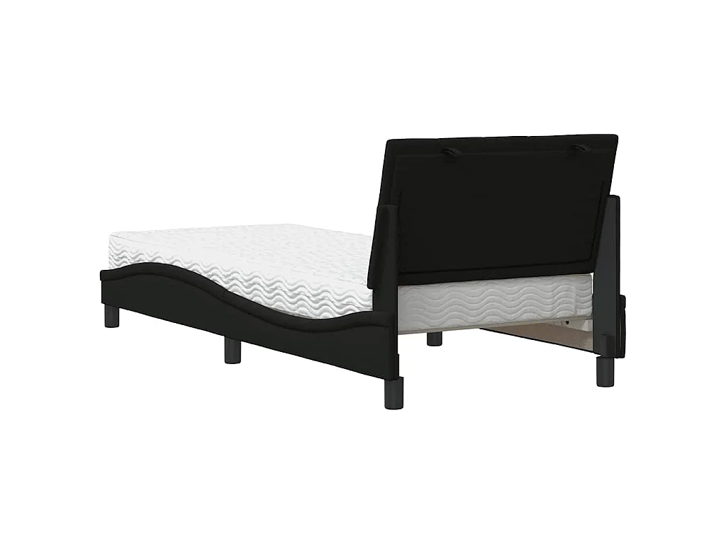 Lit avec matelas Hanko noir 90x190 cm tissu