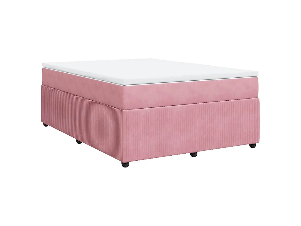 Cama box spring con colchón terciopelo rosa 140x200 cm