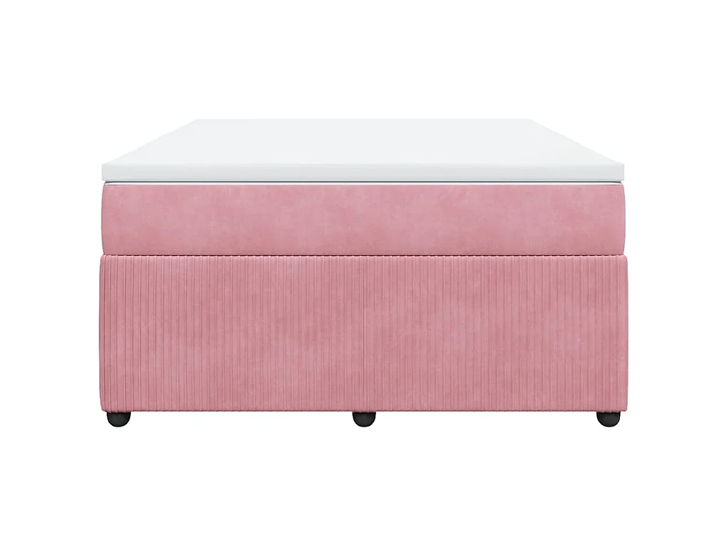 Cama box spring con colchón terciopelo rosa 140x200 cm