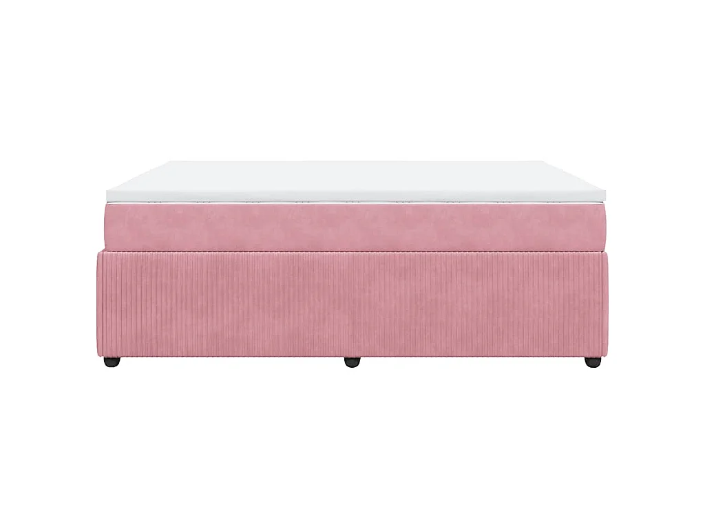 Cama box spring con colchón terciopelo rosa 140x200 cm