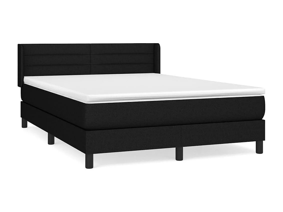 Cama box spring con colchón tela negro 140x200 cm