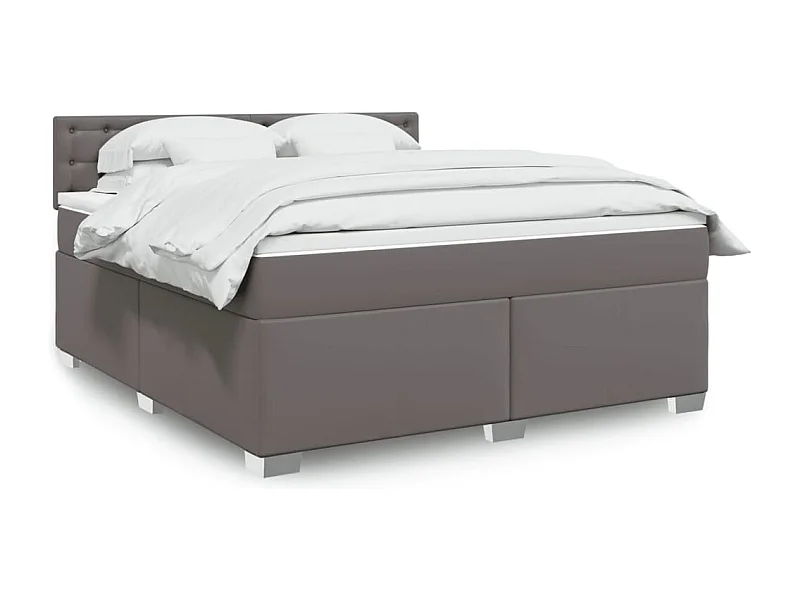 Cama com molas/colchão 180x200 cm couro artificial cinza