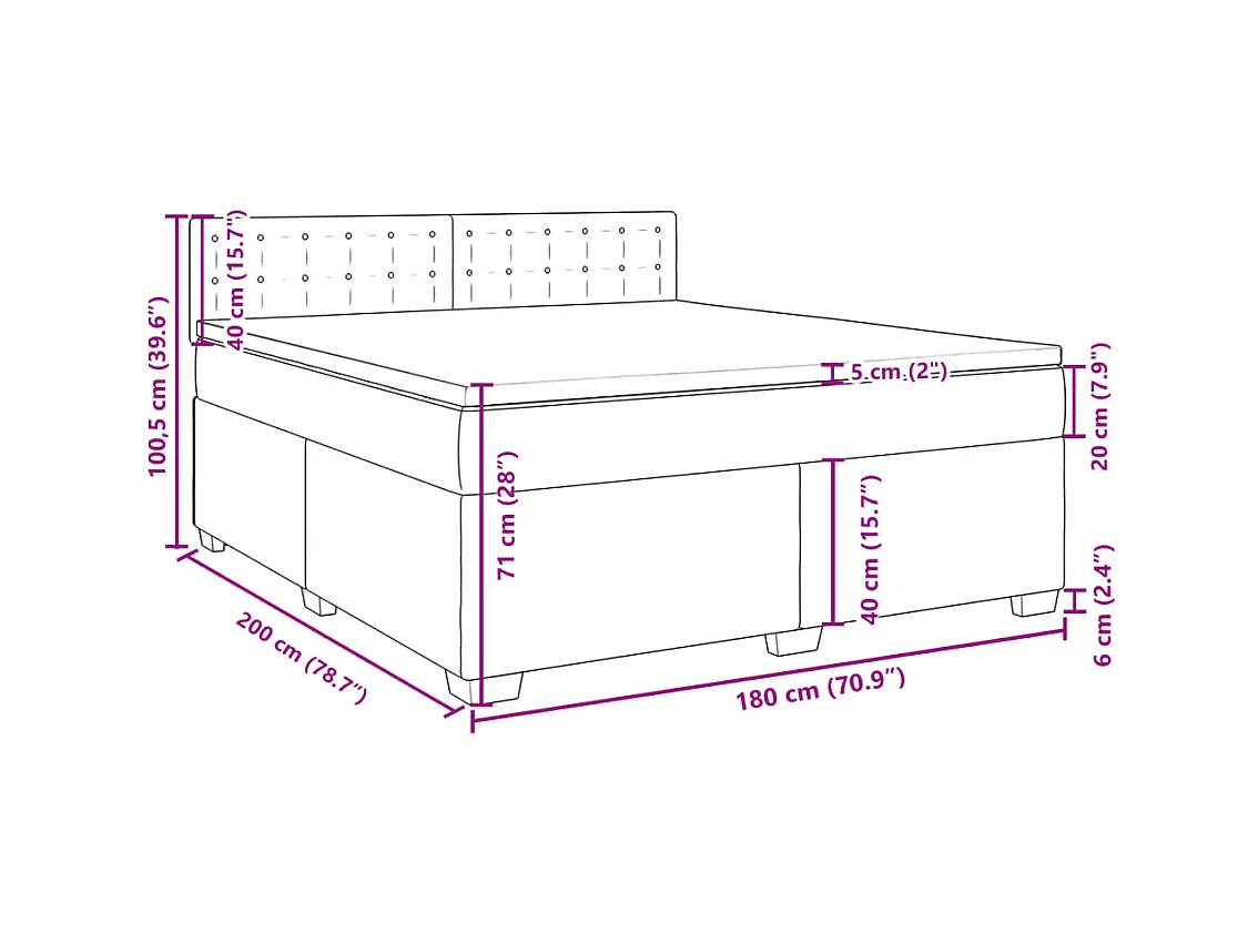 Giroletto a Molle con Materasso Grgio 180x200 cm in Similpelle