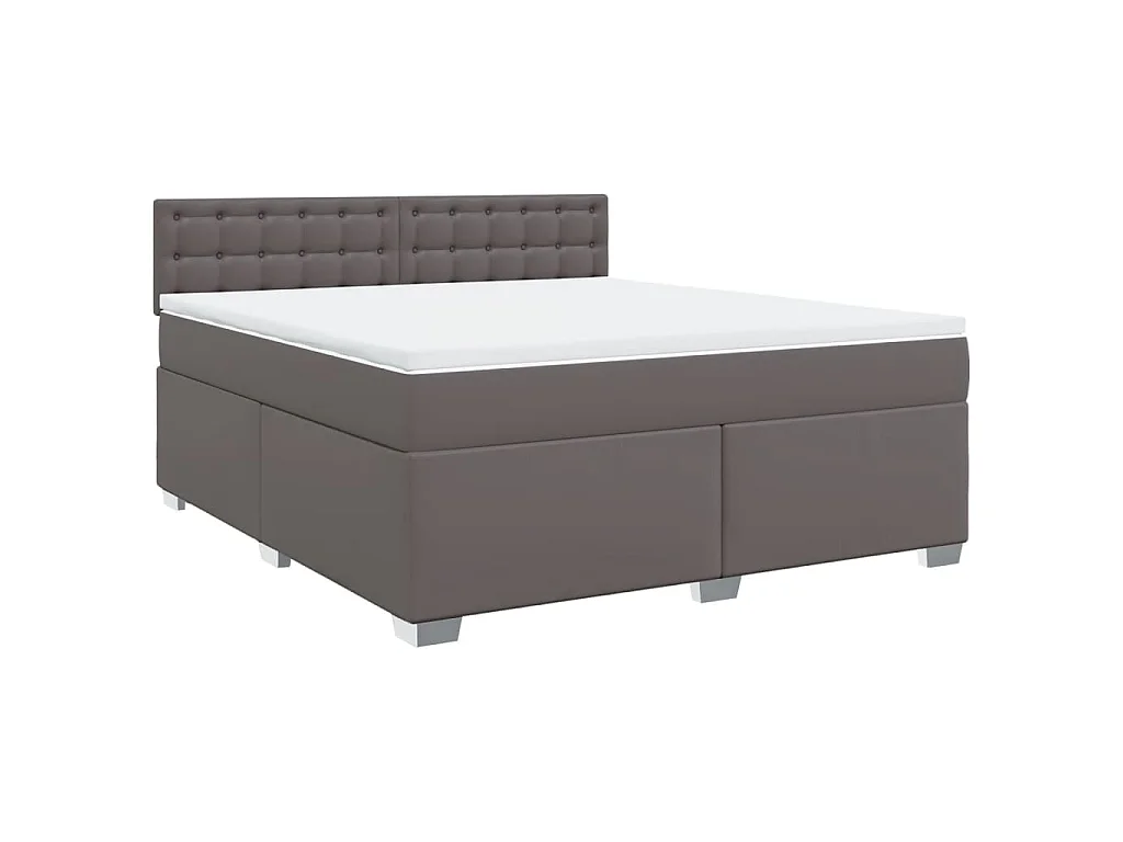 Cama com molas/colchão 180x200 cm couro artificial cinza