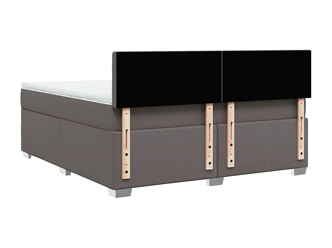 Cama com molas/colchão 180x200 cm couro artificial cinza