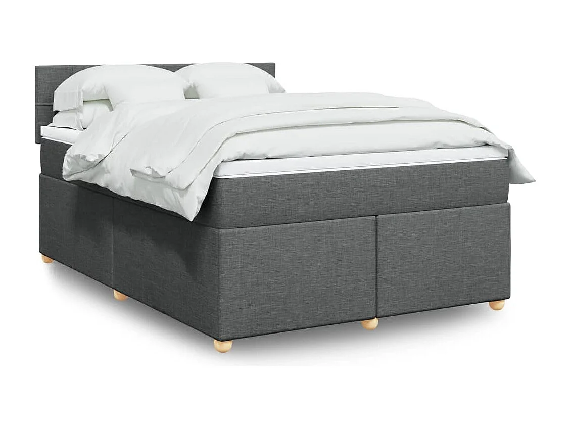 Giroletto a Molle con Materasso Grigio Scuro 140x190 cm Tessuto