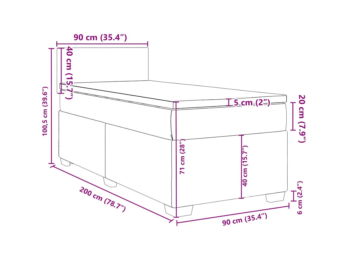 Boxspringbett mit Matratze Dunkelgrün 90x200 cm Samt