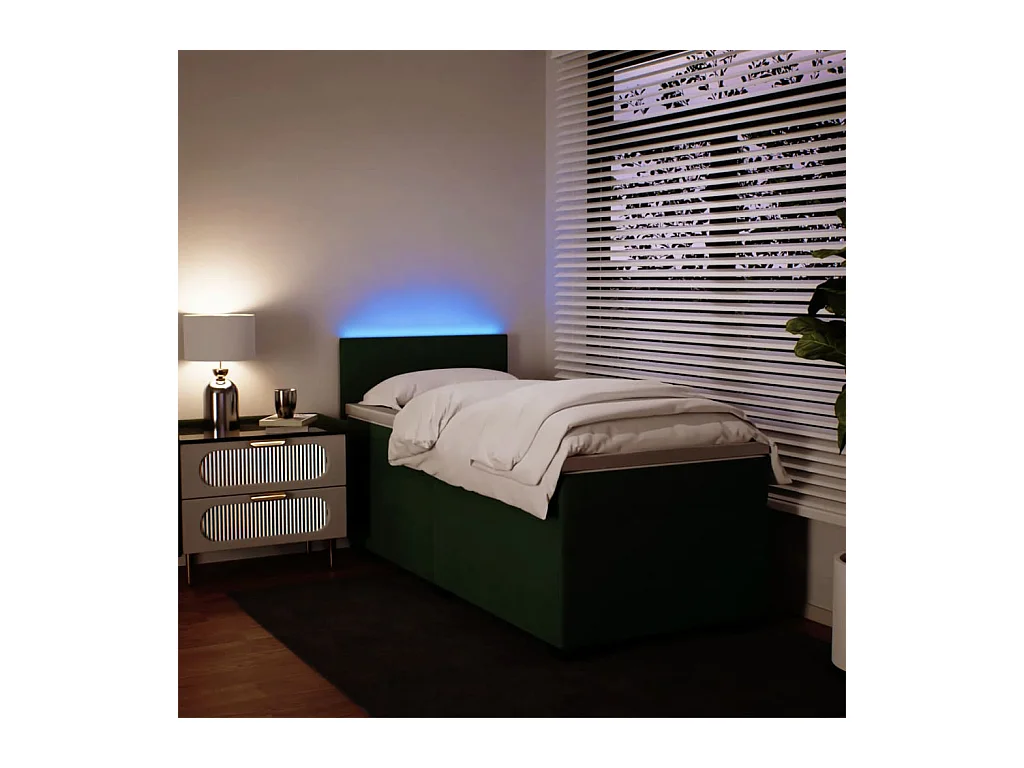 Boxspringbett mit Matratze Dunkelgrün 90x200 cm Samt