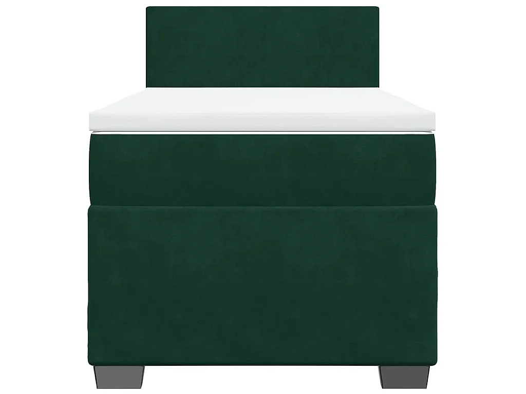 Cama box spring con colchón terciopelo verde oscuro 90x200 cm