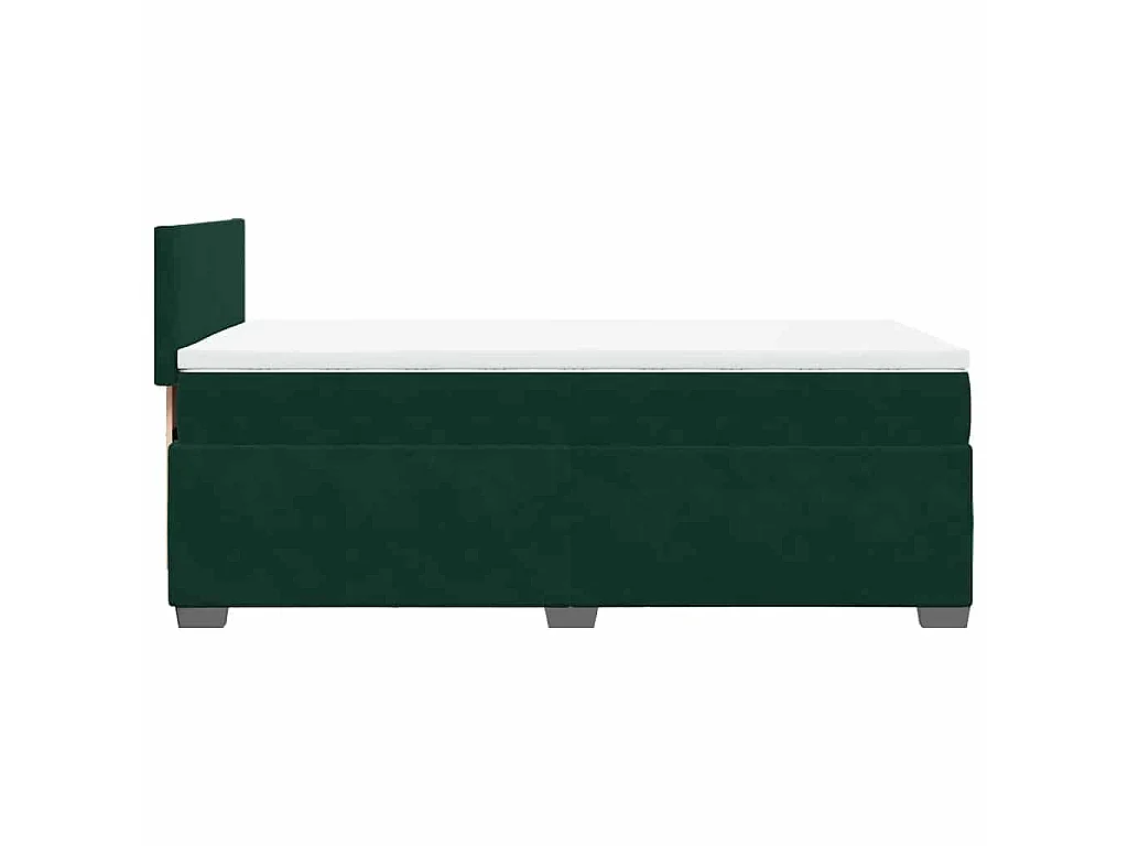 Cama box spring con colchón terciopelo verde oscuro 90x200 cm