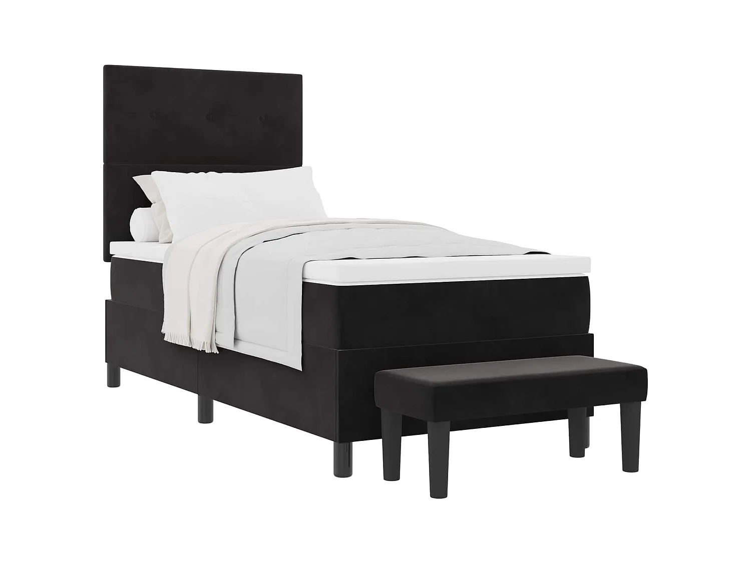 Boxspringbett mit Kissen mit Kopfteil Schwarz 190 x 90 cm Samt
