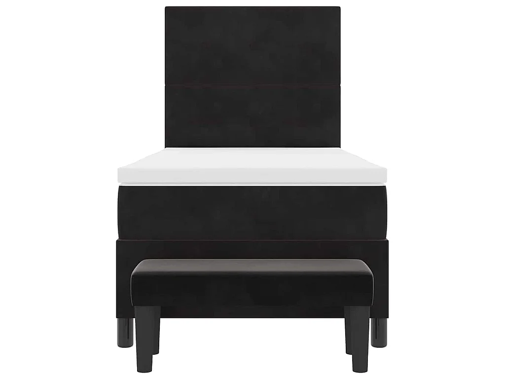 Boxspringbett mit Kissen mit Kopfteil Schwarz 190 x 90 cm Samt