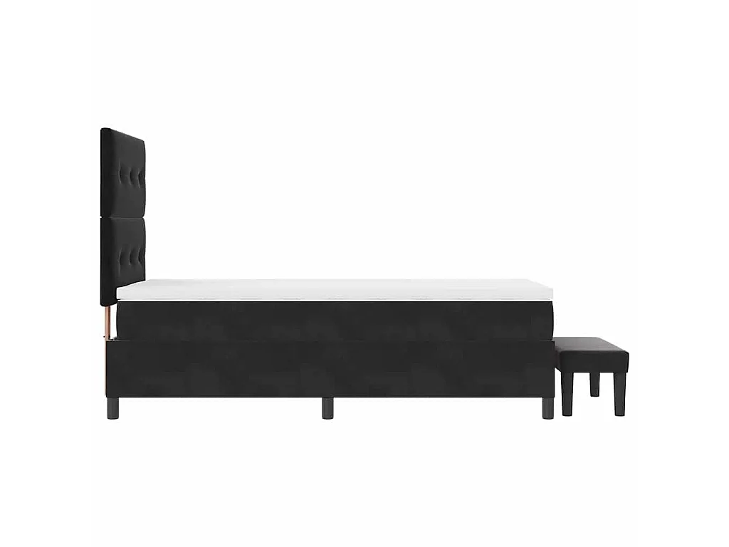 Boxspringbett mit Kissen mit Kopfteil Schwarz 190 x 90 cm Samt