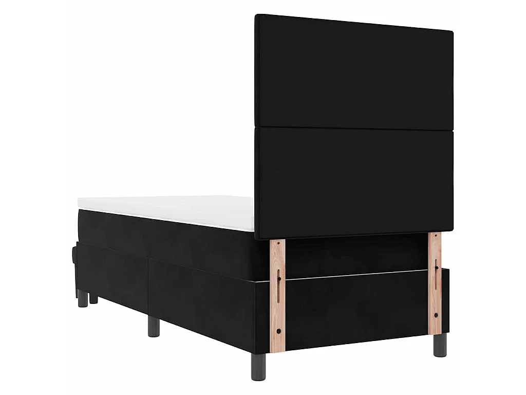 Boxspringbett mit Kissen mit Kopfteil Schwarz 190 x 90 cm Samt