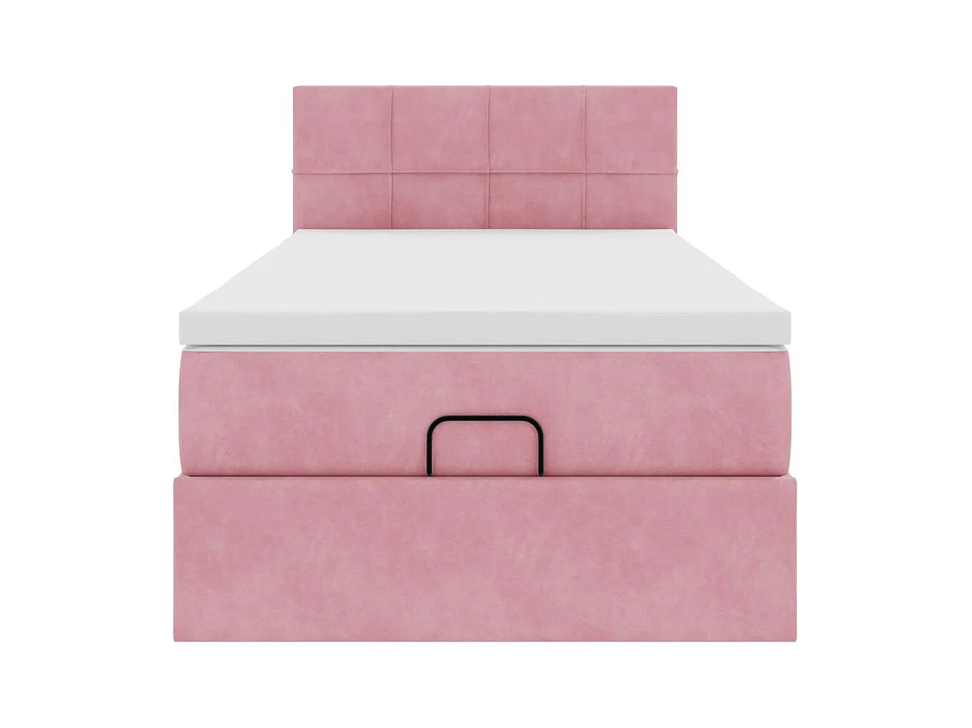 Cadre de lit ottoman avec matelas rose 90x190 cm velours
