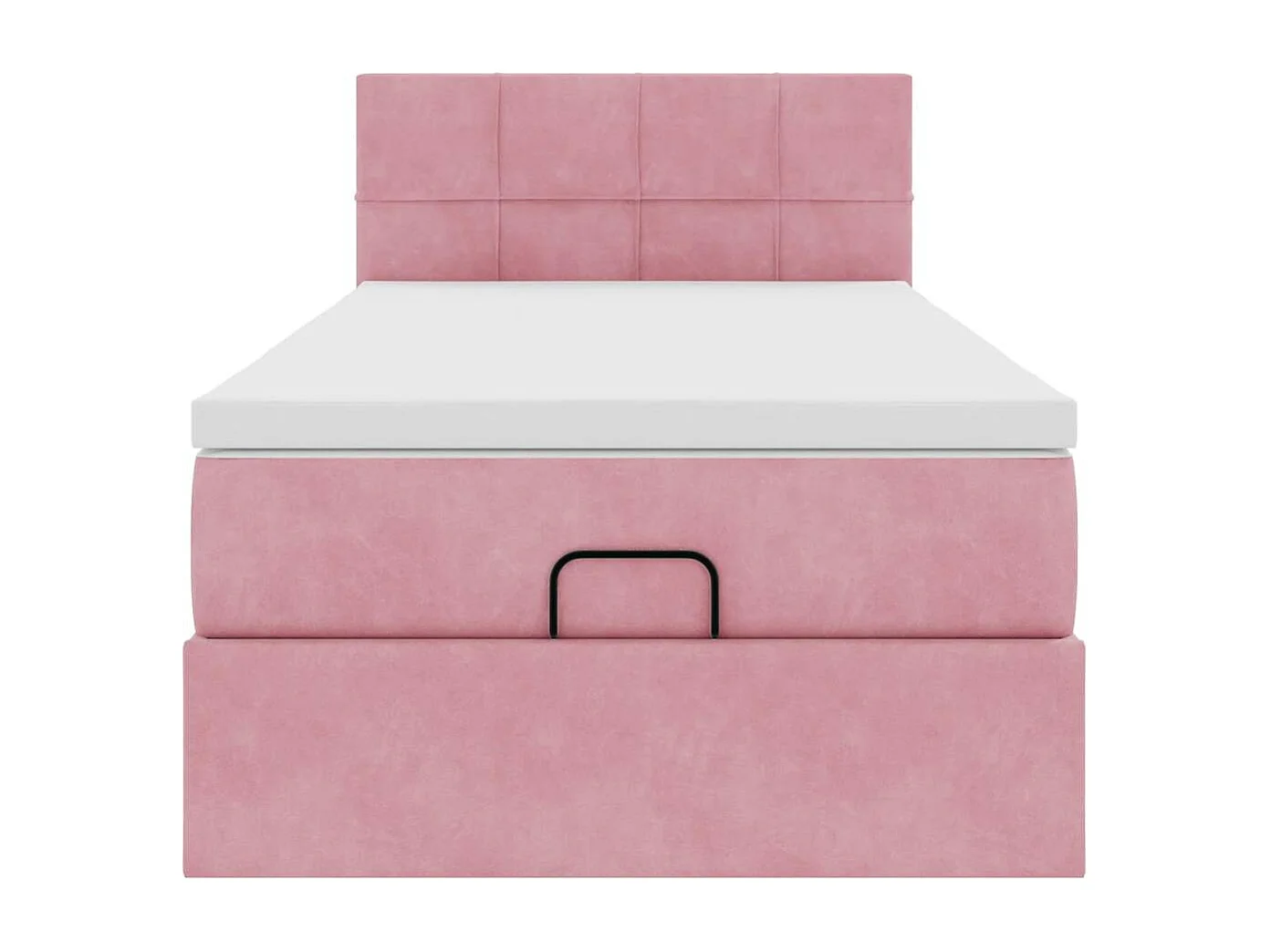 Cadre de lit ottoman avec matelas rose 90x190 cm velours