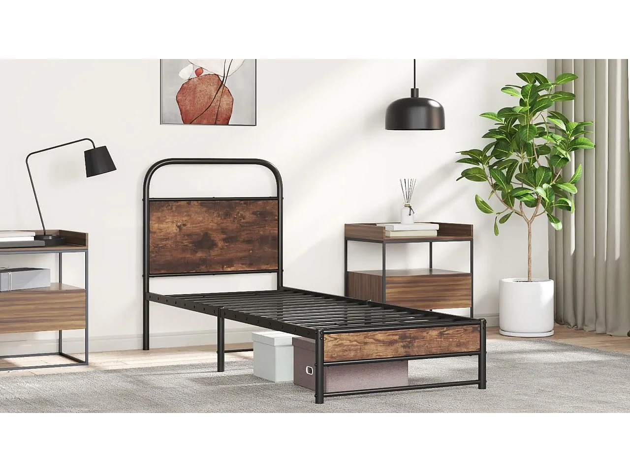 Cadre de lit sans matelas 100x200 cm chêne marron