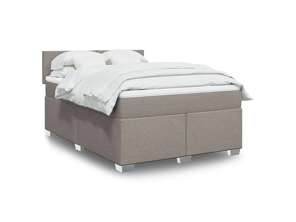 Sommier à lattes de lit avec matelas Taupe 160x200 cm Tissu