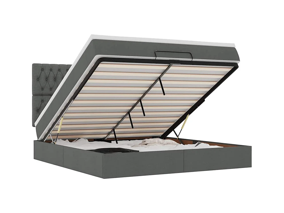 Ottoman bed met matras en LED's 160x200cm stof donkergrijs