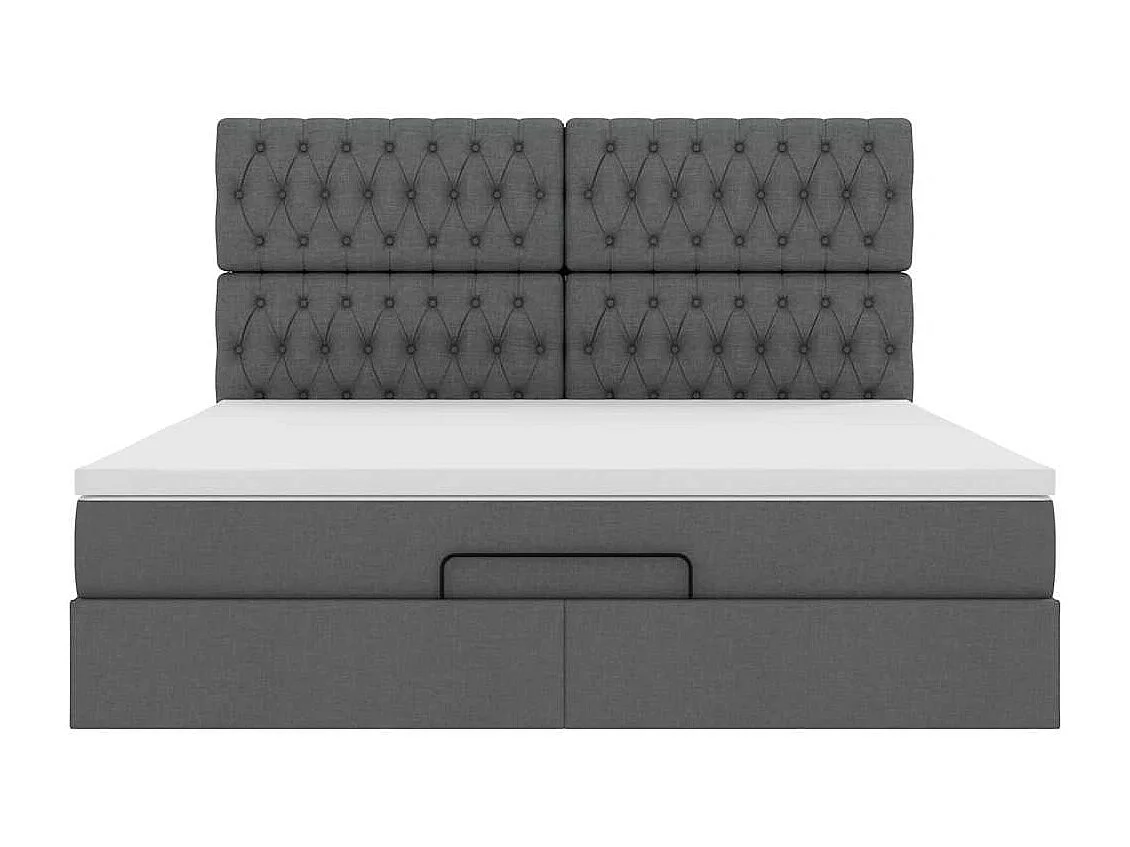 Ottoman-Bett mit Matratze & LEDs Dunkelgrau 160x200 cm Stoff