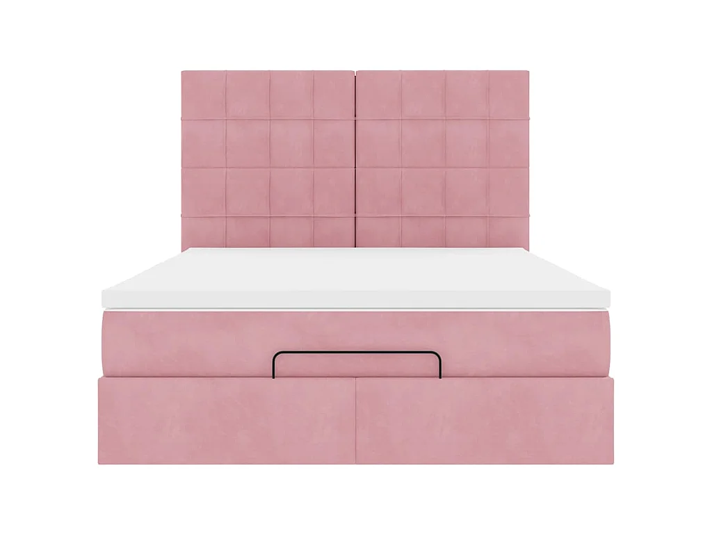 Ottoman-Bett mit Matratzen & LEDs Rosa 140x200 cm Samt