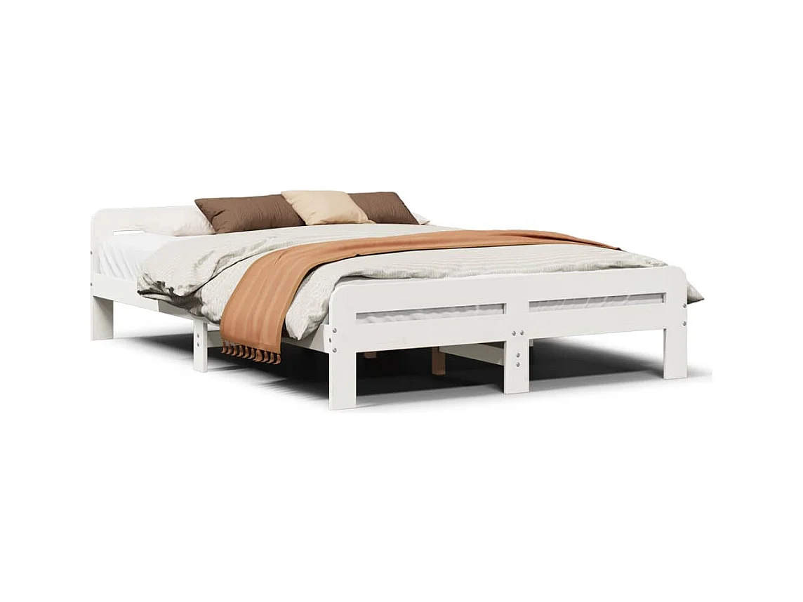 Cadre de lit sans matelas blanc 160x200 cm bois de pin massif