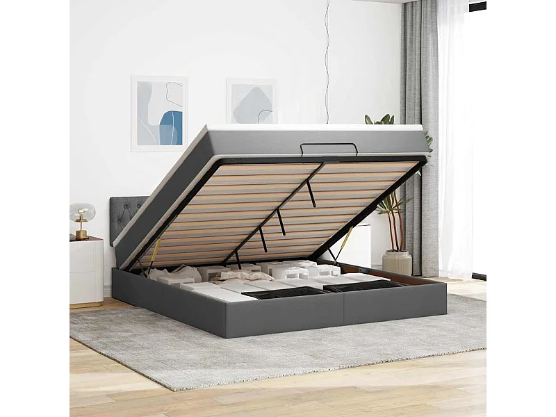 Struttura Letto Pouf con Materasso 180x200 cm in Tessuto