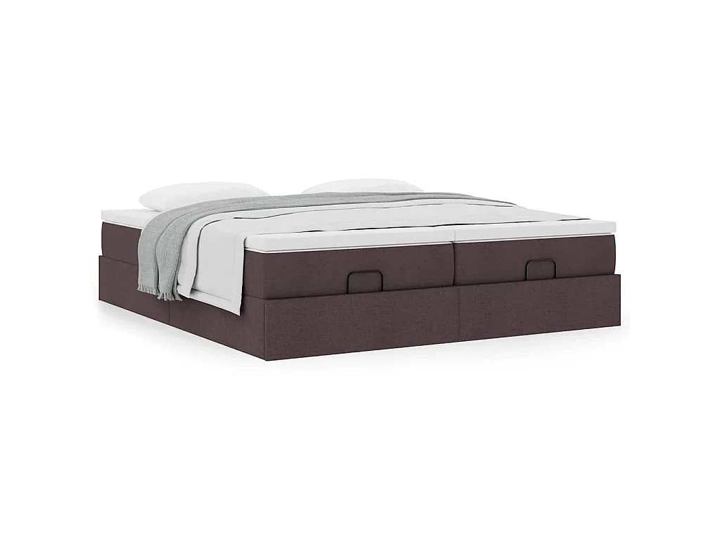 Ottoman-Bett mit Matratzen Dunkelbraun 180x200 cm Stoff